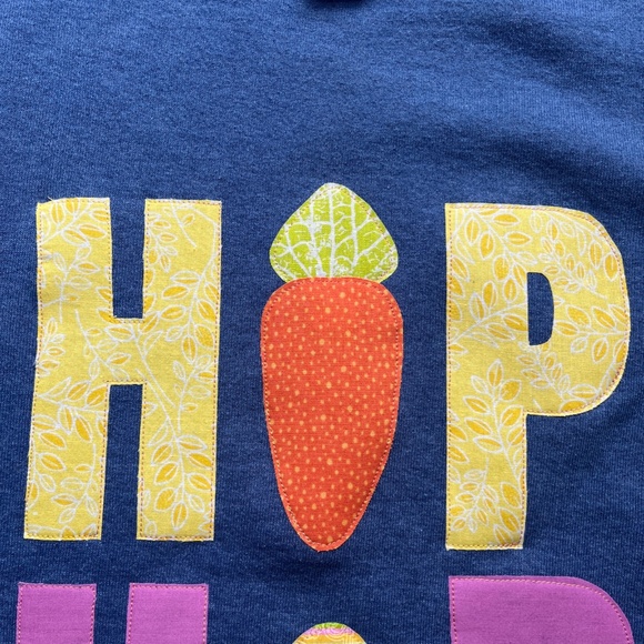 Upcycled Appliquéd Easter Hip Hop Blue Crewneck Sweatshirt, L, Craftcore Cute - Picture 4 of 6